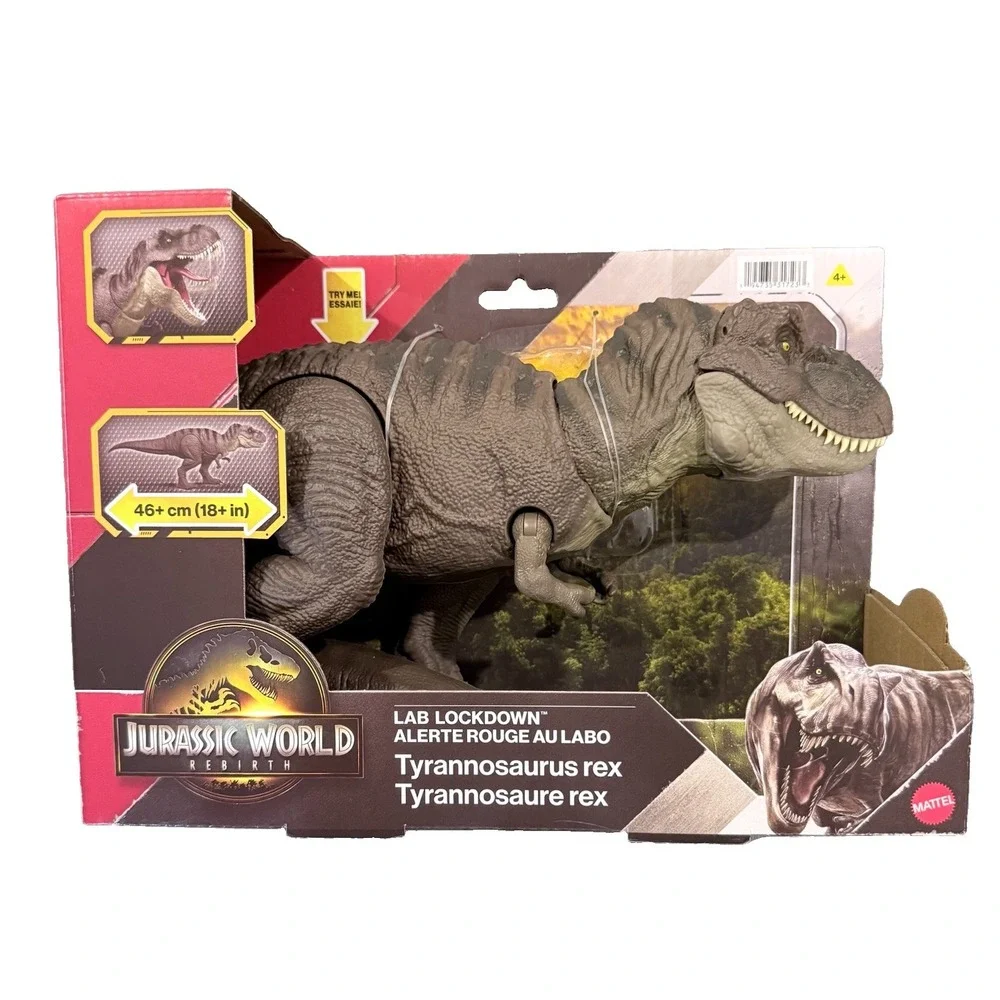 Jurassic World Rebirth Tyrannosaurus Rex Action Figure, Dinosaur Toy T-Rex Chomp